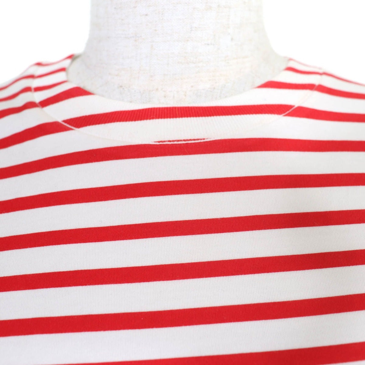 Prada Cotton Triangle Logo Border Pattern Short Sleeve T-Shirt Red White XS — view 4
