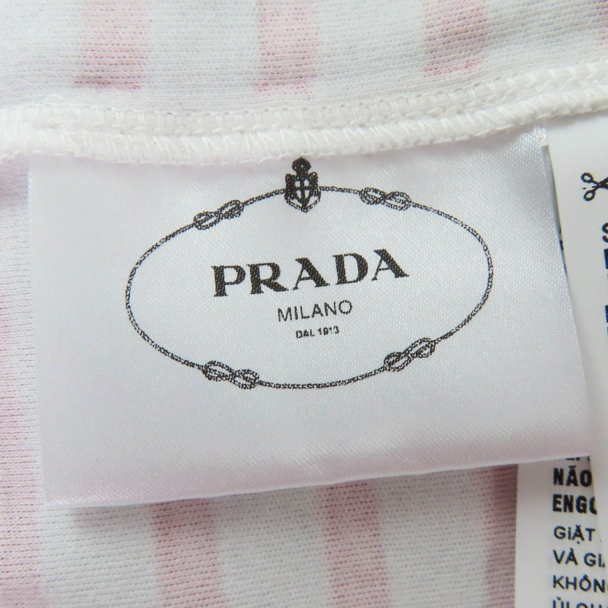 Prada Cotton Triangle Logo Border Pattern Short Sleeve T-Shirt Red White XS — view 7