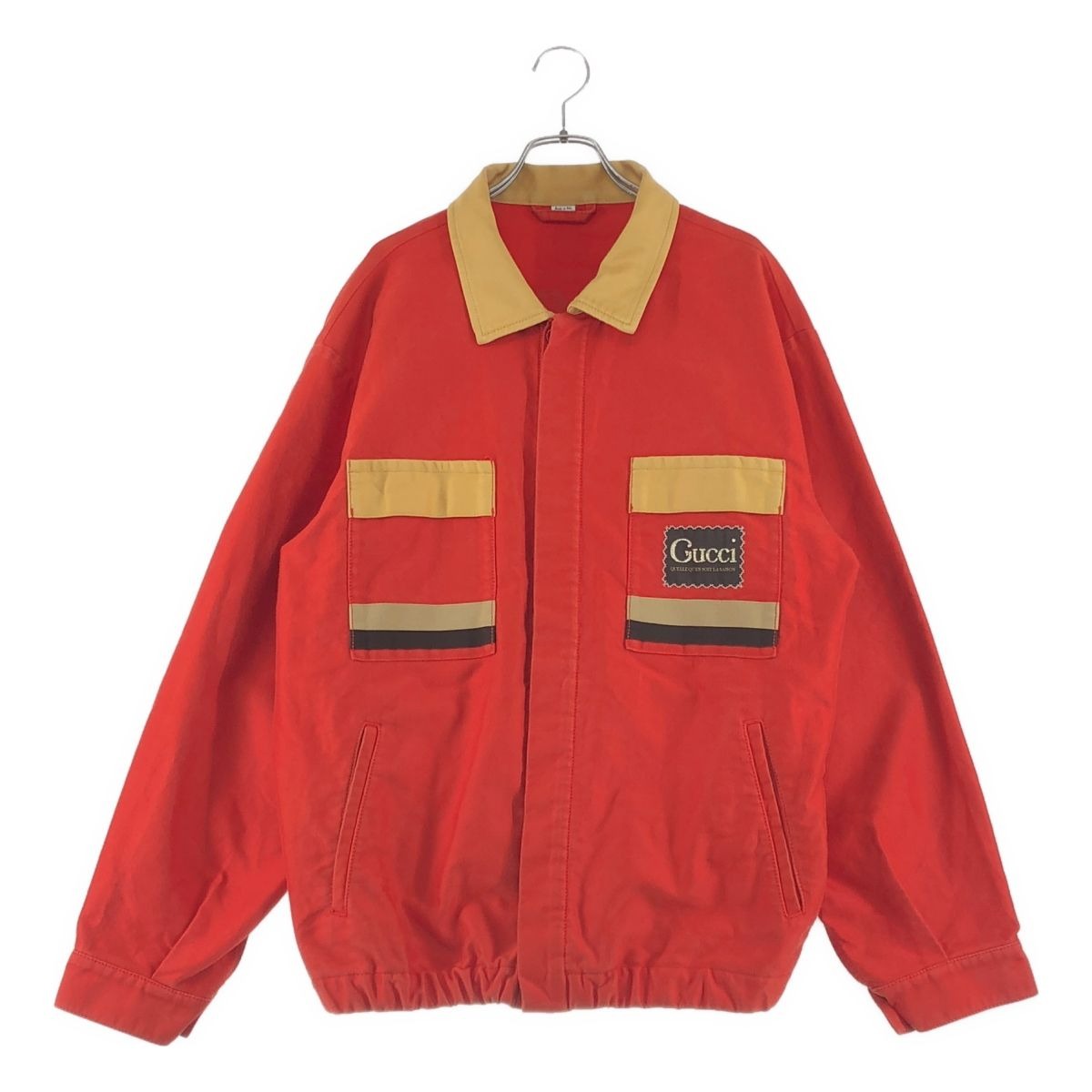Gucci Cotton Logo Color Block Jacket 48 Orange