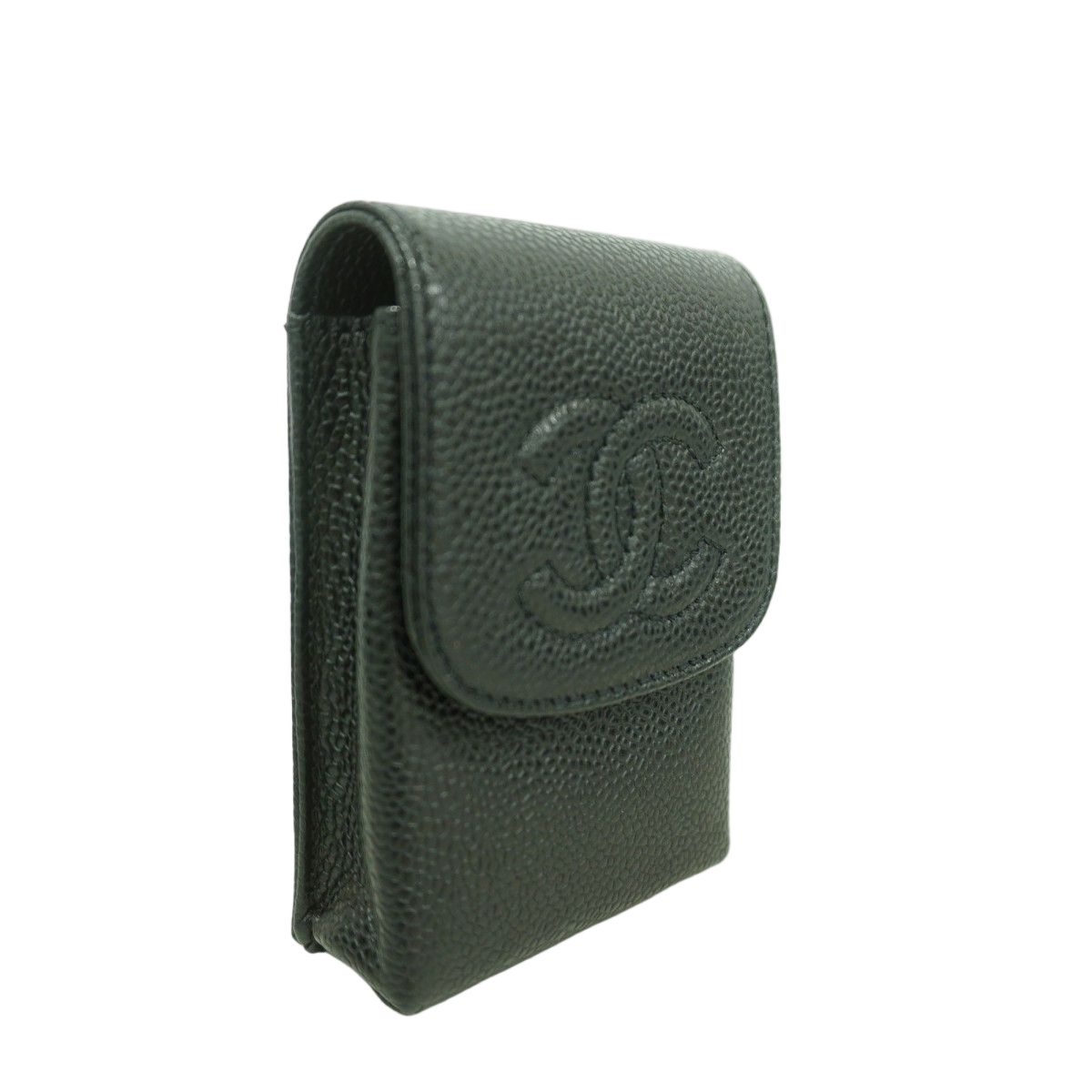 Chanel Cigarette Case Caviar Leather Black Champagne Gold — view 2