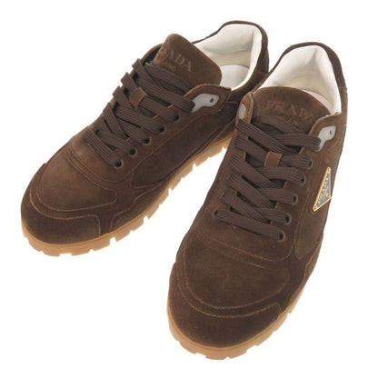 Prada Triangle Logo 7.5 Suede Brown Sneakers