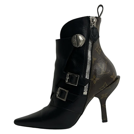 Louis Vuitton Short Boots 34.5 Black Dark Brown Janet X