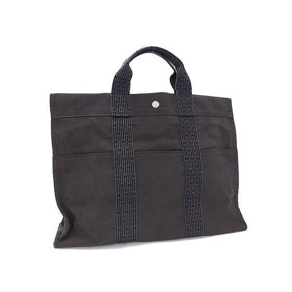 Hermes Tote Her Line MM Gray Silver Hardware Canvas