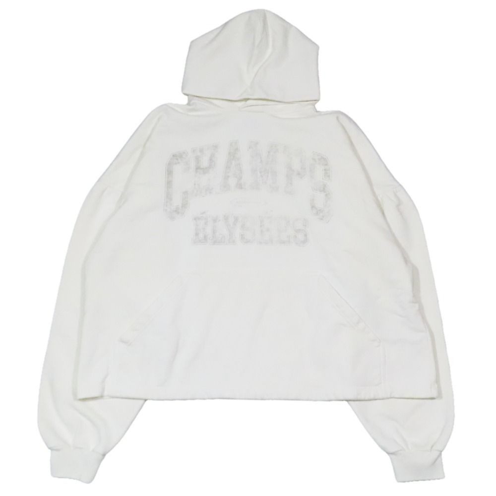 Balenciaga Cotton Hoodie Sweatshirt Pullover Logo Print Top 2 Ivory