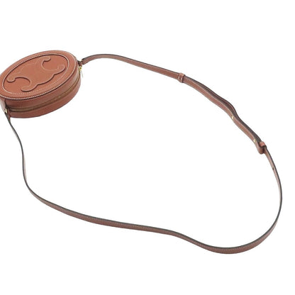 Celine Cuir Triomphe Brown Leather Oval Purse Cross Belt Bag — view 4