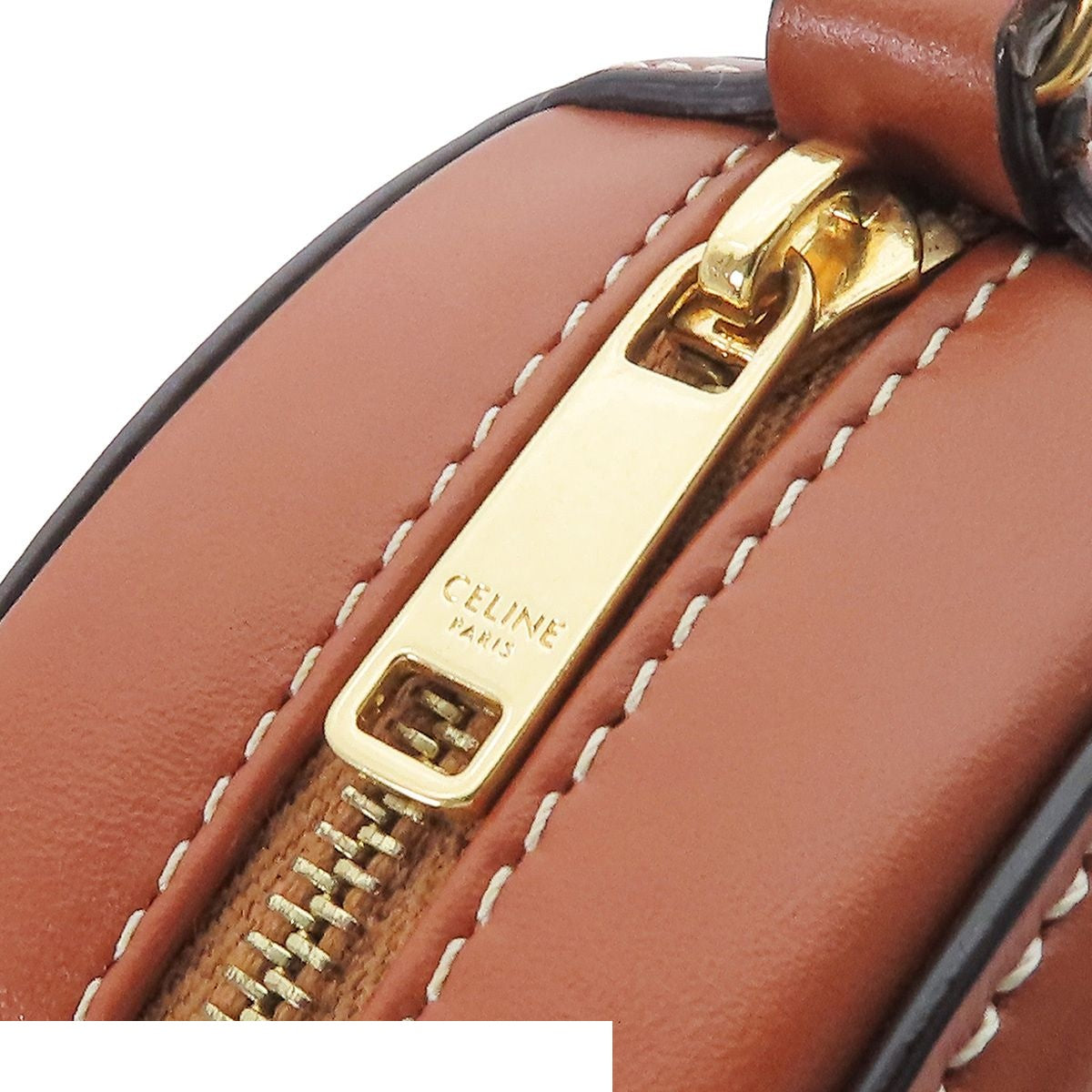 Celine Cuir Triomphe Brown Leather Oval Purse Cross Belt Bag — view 6