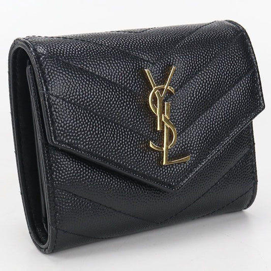 Saint Laurent Multifold Wallet Monogram Trifold Leather