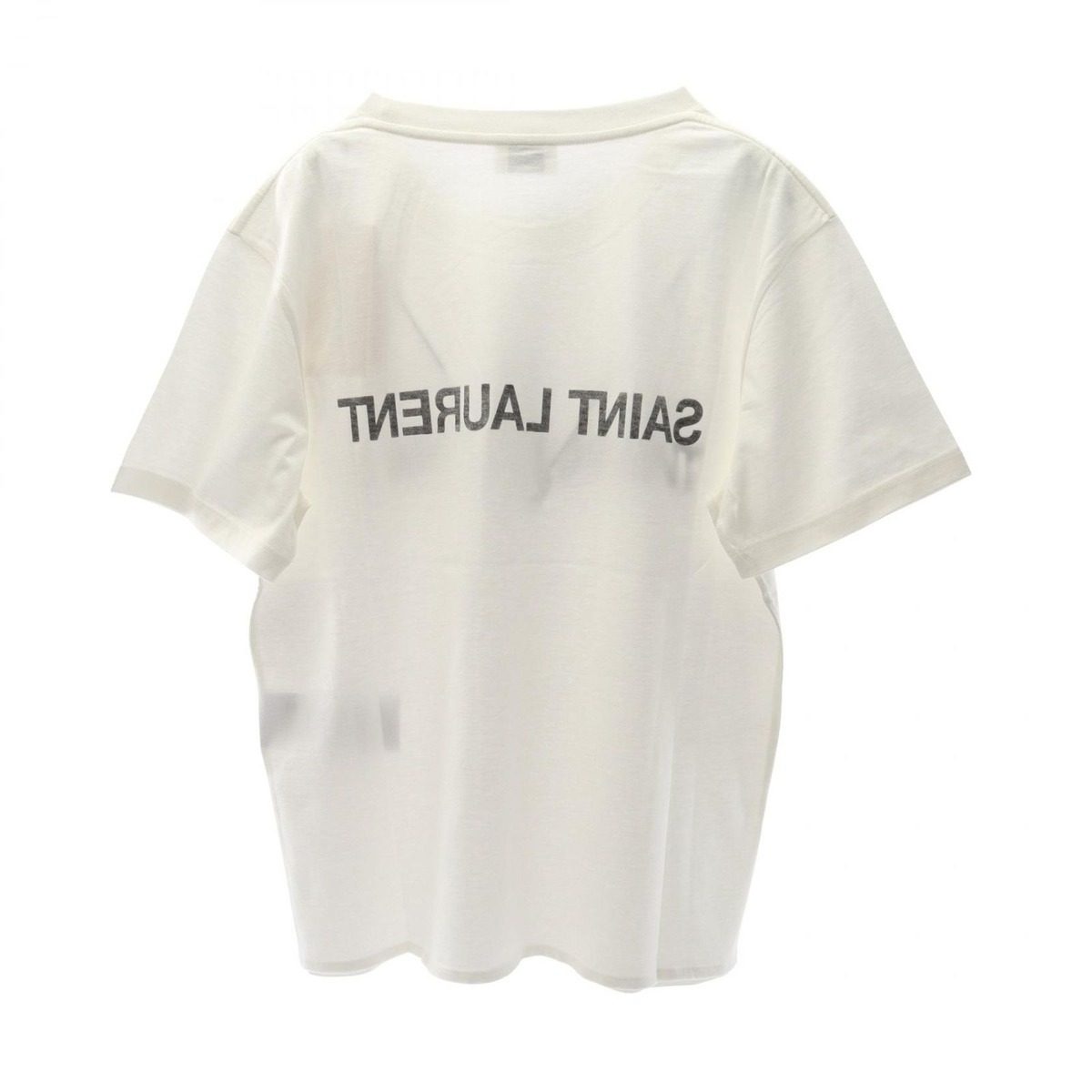 Saint Laurent Paris Short Sleeve T-Shirt Reverse Logo White Cotton — view 2
