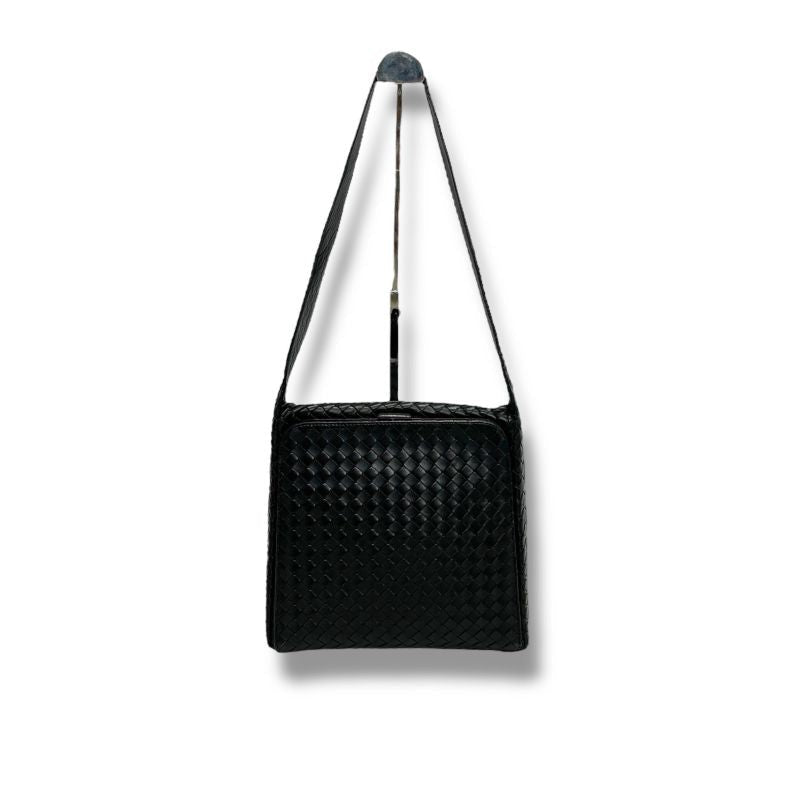 Bottega Veneta One Shoulder Bag Intrecciato Leather Black Gusset Soho Hobo