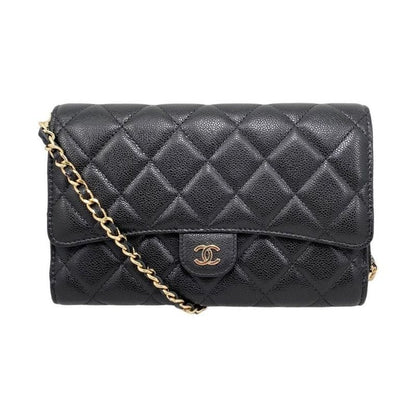 Chanel Shoulder Bag Chain Wallet Ap3876 Quilted Caviar Leather Black
