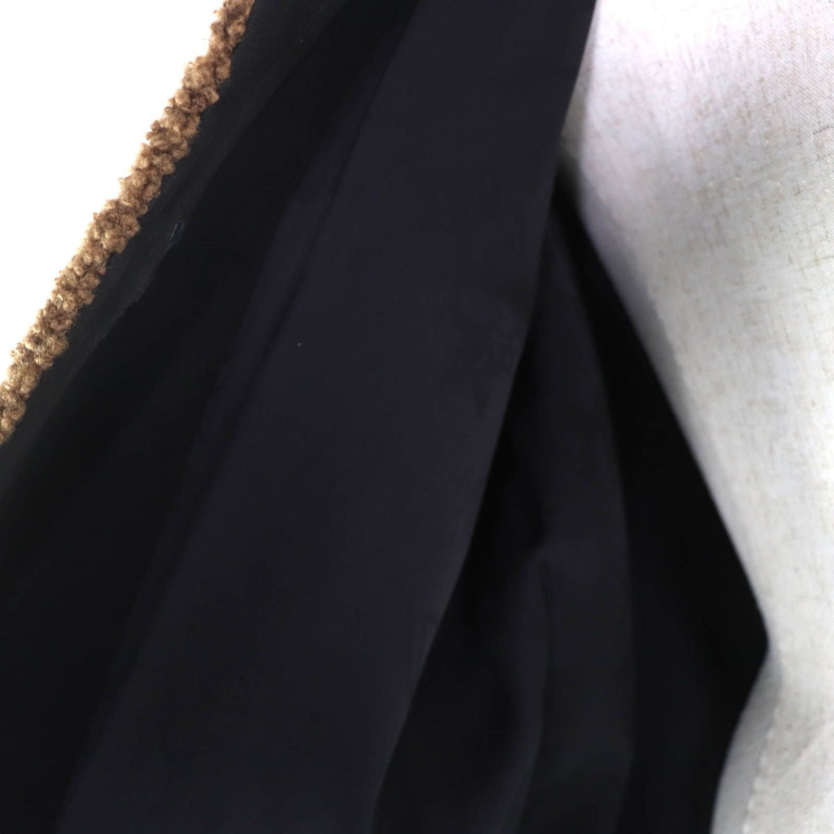 Chanel Lining Silk CC Logo Chain Button Hooded Mouton Coat Black — view 5