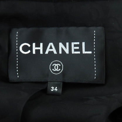 Chanel Lining Silk CC Logo Chain Button Hooded Mouton Coat Black — view 7