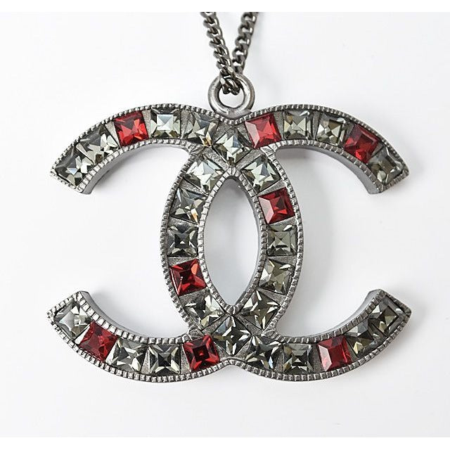 Chanel Rhinestone Gunmetal Red