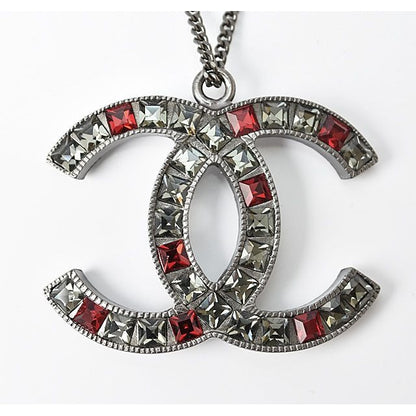 Chanel Rhinestone Gunmetal Red