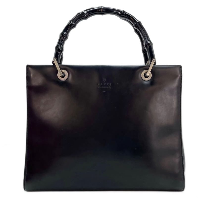 Gucci Handbag Bamboo Leather Black Formal Business Travel