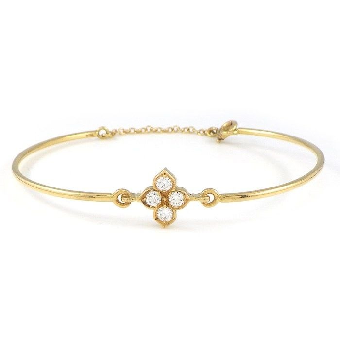 Cartier Bracelet Hindu Lotus Water Lily 4 Points Diamond 18K Yellow