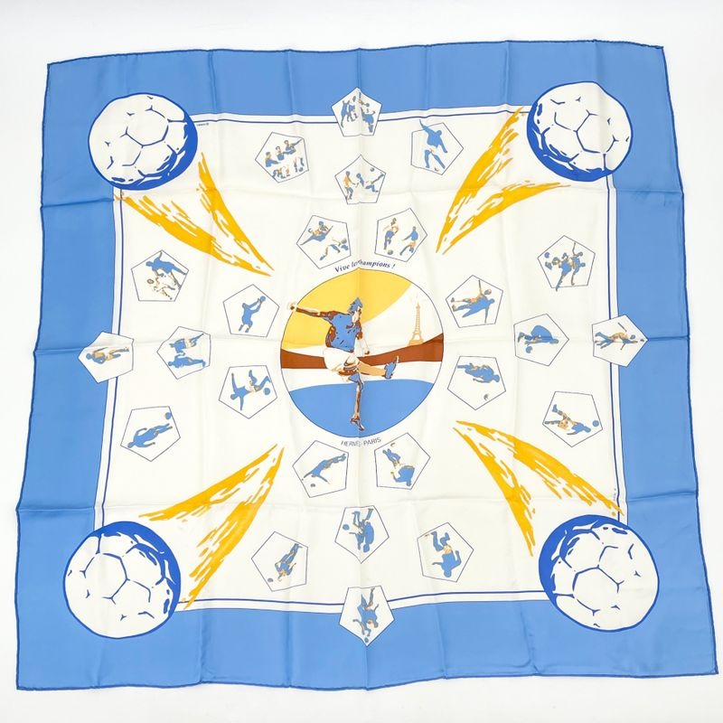Hermes Carre 90 Vive Les Champion Viva Blue