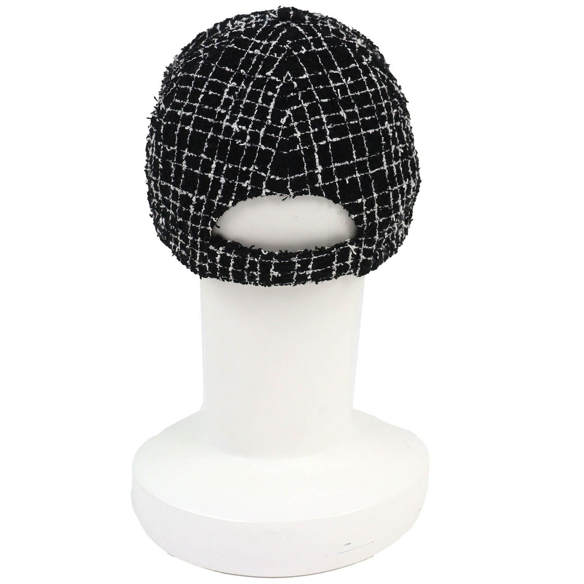 Chanel CC Logo Tweed Baseball Cap Hat Black White Gold — view 4