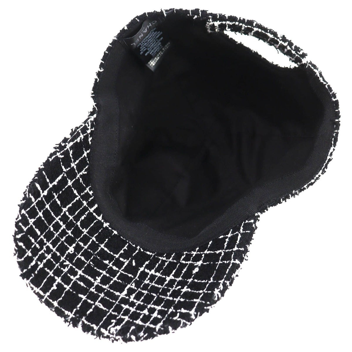 Chanel CC Logo Tweed Baseball Cap Hat Black White Gold — view 5