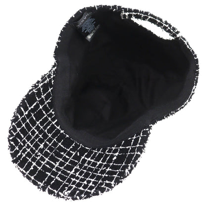 Chanel CC Logo Tweed Baseball Cap Hat Black White Gold — view 5