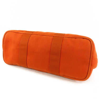 Hermes Valparaiso MM Orange Silver Toile Chevron Leather Handbag — view 3