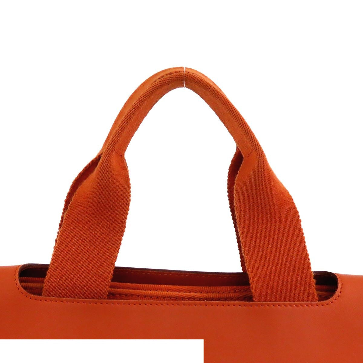 Hermes Valparaiso MM Orange Silver Toile Chevron Leather Handbag — view 4