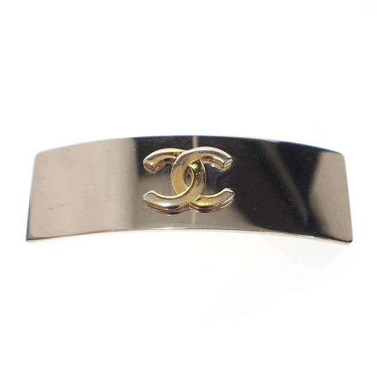 Chanel CC Logo Metal Barrette Silver