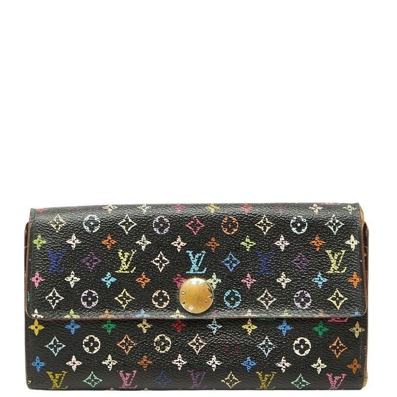 Louis Vuitton Monogram Multicolor Portefeuille Sarah Wallet Noir Black Leather
