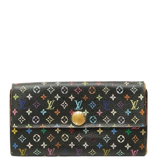 Louis Vuitton Monogram Multicolor Portefeuille Sarah Wallet Noir Black Leather
