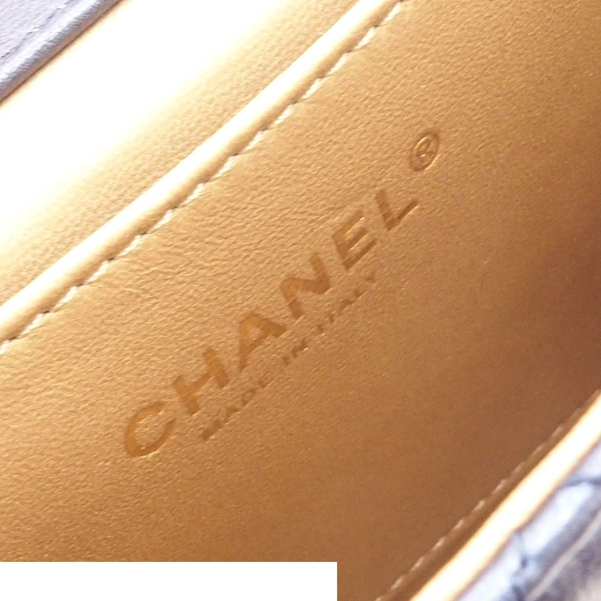 Chanel Chain Shoulder Bag Quilted CC Logo Navy Gold Lambskin Costume Pearl — view 6