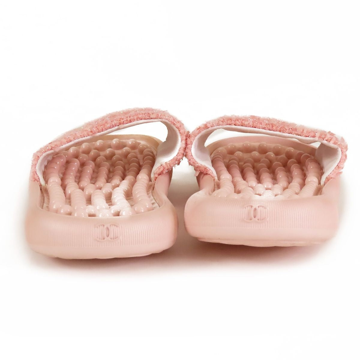 Chanel Flat Sandals Pink Tweed Rubber Sandal — view 3