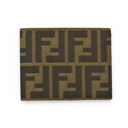 Fendi Wallet Bifold Zipper Style Fold Zucca Pattern Brown