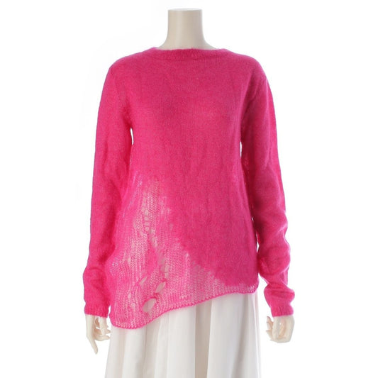 Saint Laurent Mohair Silk Lame Knit Sweater Top Pink