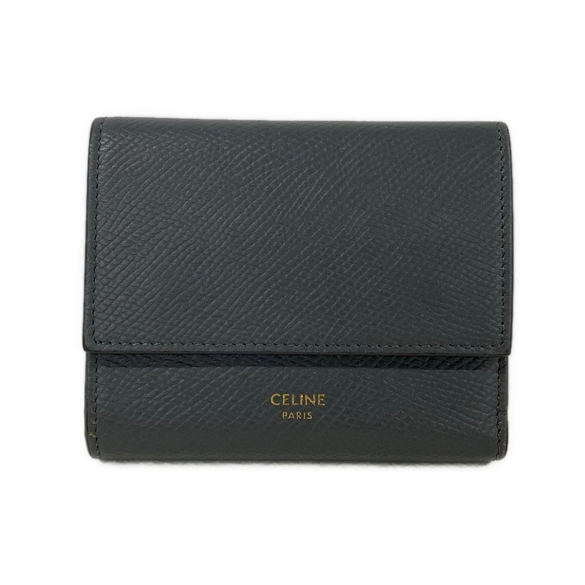 Celine Trifold Wallet Small Gray Leather