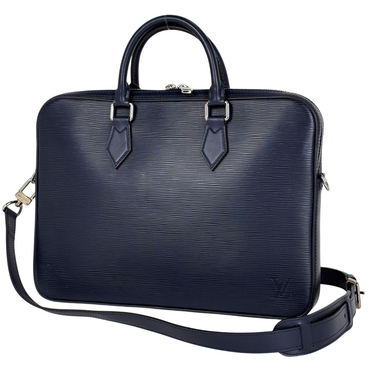 Louis Vuitton Dandy Briefcase MM 2-Way Shoulder Bag Business Epi Blue Marine