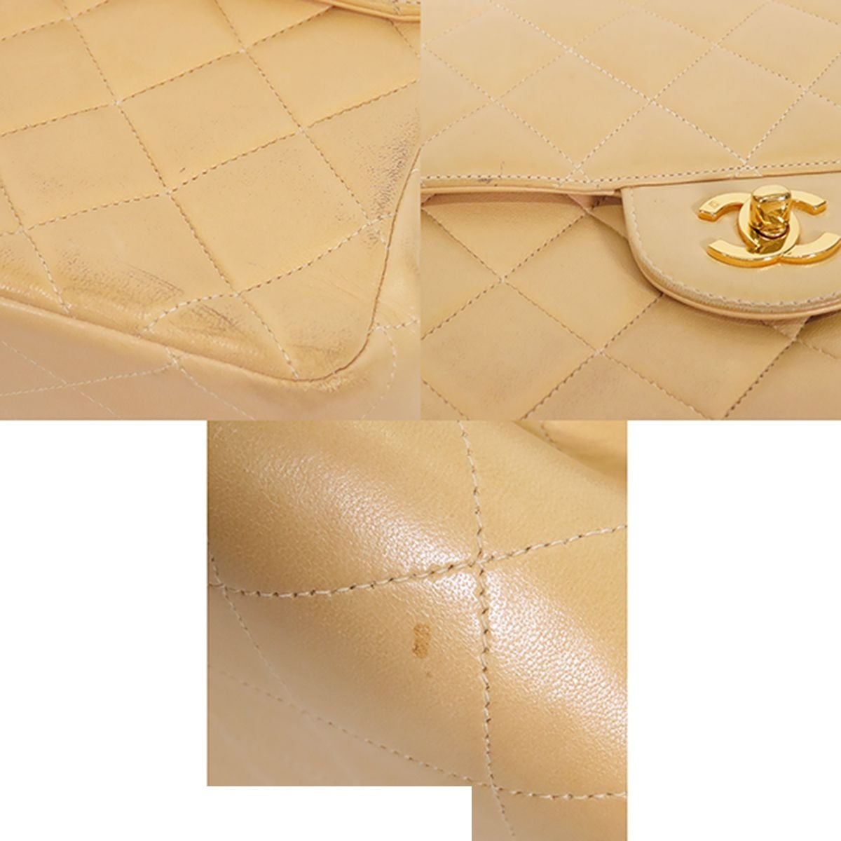 Chanel Chain Beige Gold Lambskin Quilted Double Face 30 Shoulder Bag — view 5