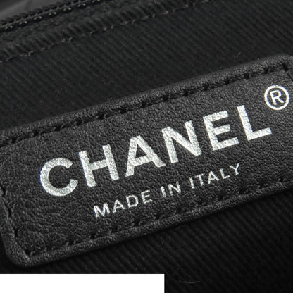 Chanel Tote Bag Black Silver Canvas Leather Large Shopping 2-Way CC Logo Fringe — view 6