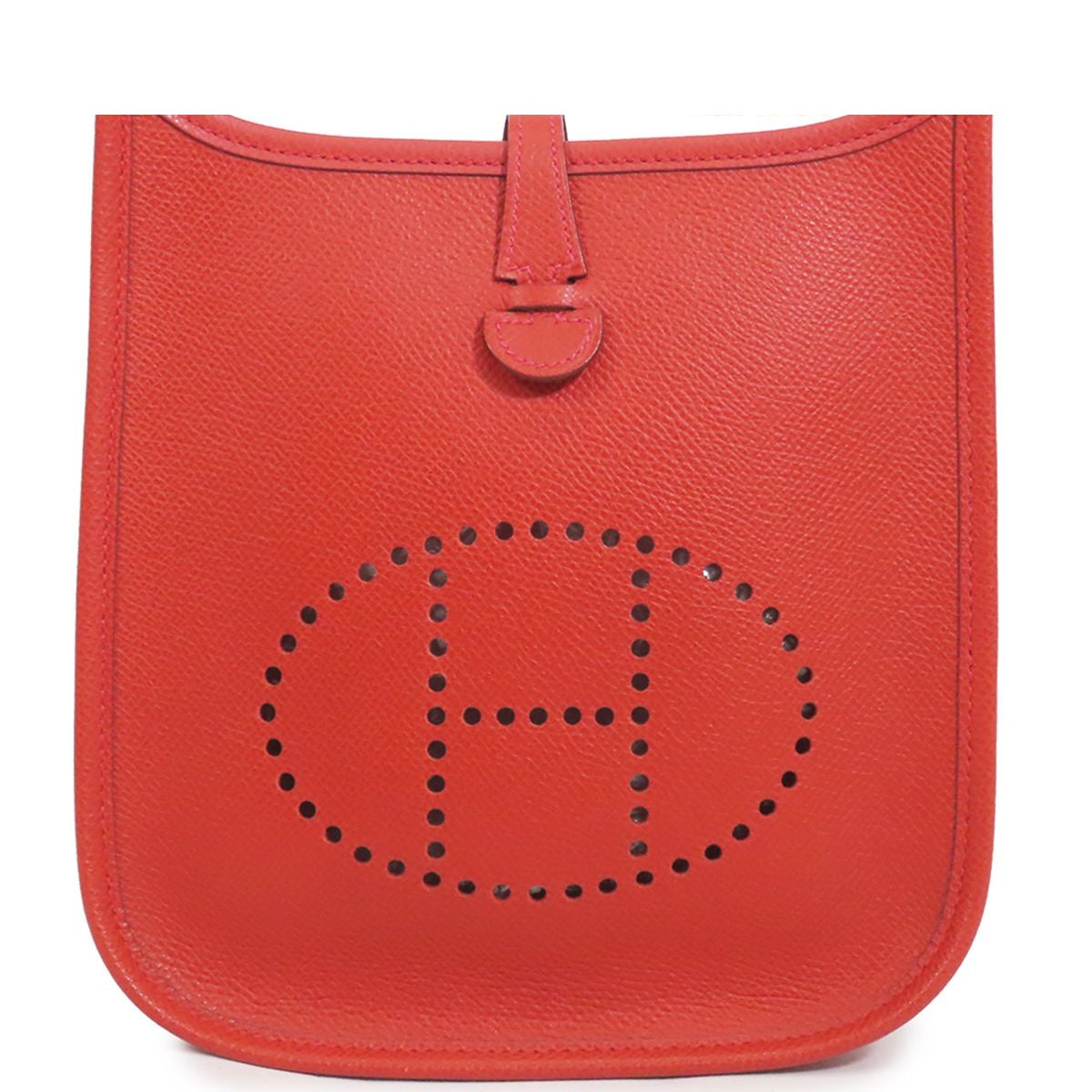 Hermes Evelyne TPM Rouge Garance Silver Epsom Shoulder Bag