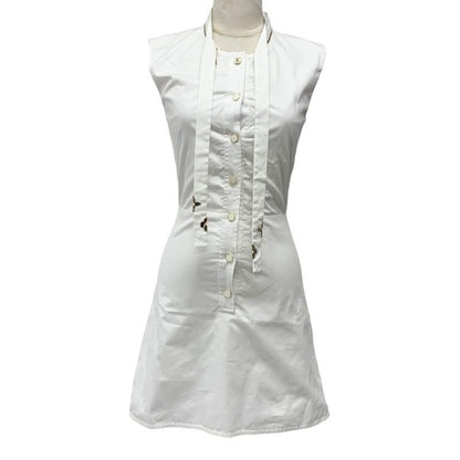 Louis Vuitton Dress Cotton White Gold Logo Fitnf Sleeveless