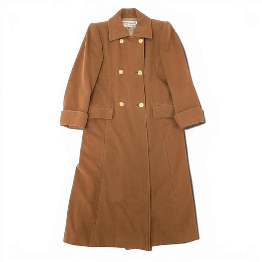 Saint Laurent Yves YSL Gold Button Wool Long Coat S Camel See Image Vintage