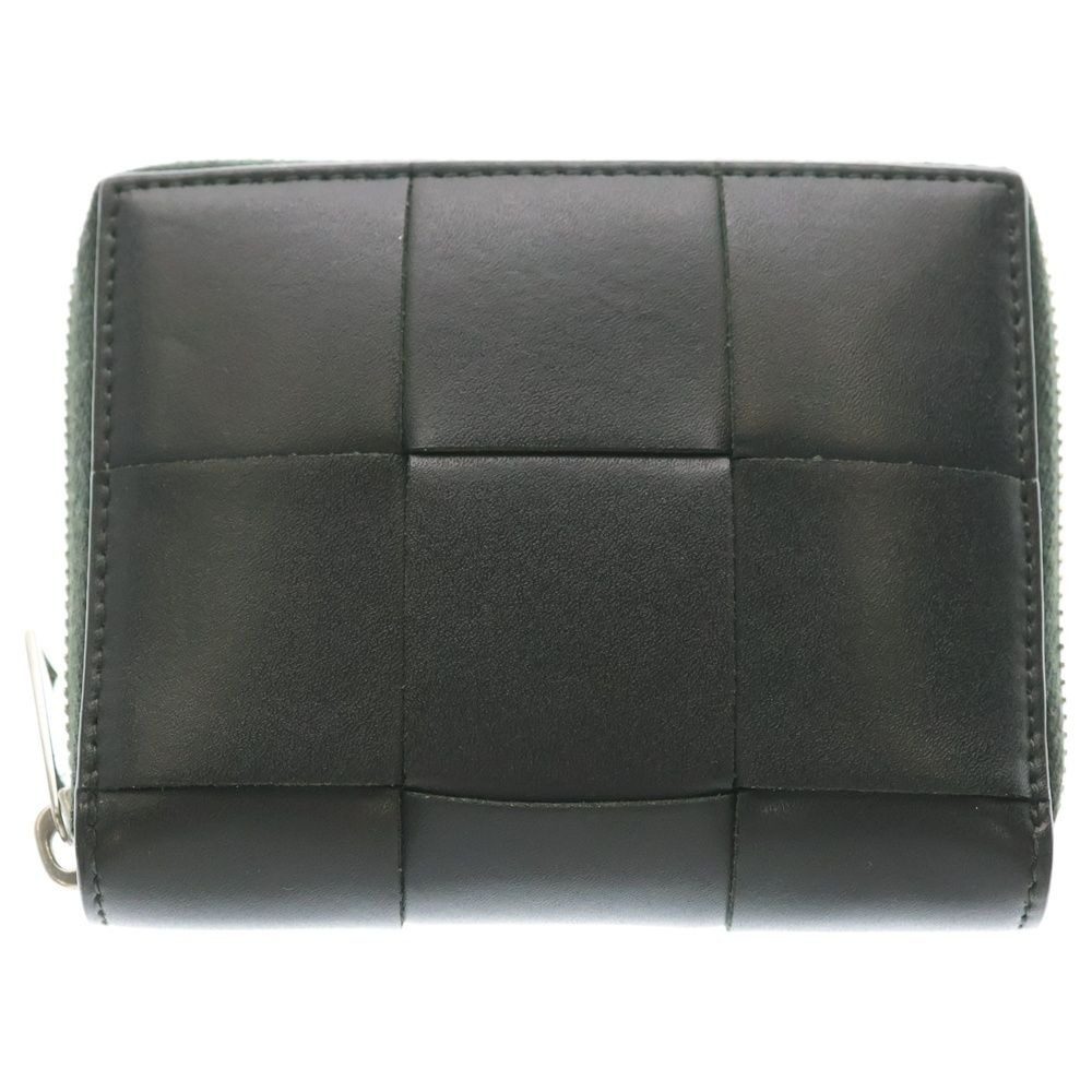 Bottega Veneta Intrecciato Compact Zip Coin Case Mini Wallet Dark Green Leather