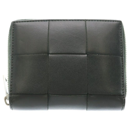 Bottega Veneta Intrecciato Compact Zip Coin Case Mini Wallet Dark Green Leather