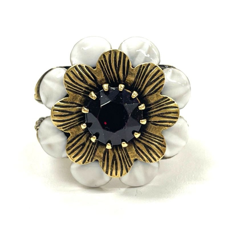 Gucci Flower Cocktail Ring S White Stones And GP — view 2