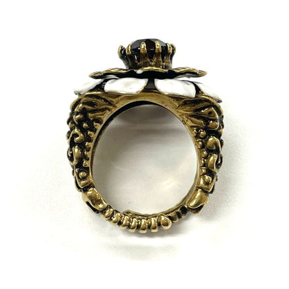 Gucci Flower Cocktail Ring S White Stones And GP — view 4