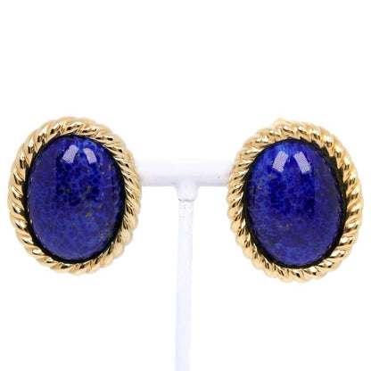 Christian Dior Vintage Gold Plated Blue 35.5 g Earrings