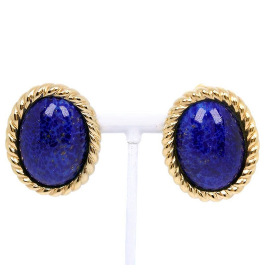 Christian Dior Vintage Gold Plated Blue 35.5 g Earrings