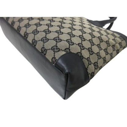 Gucci Tote 002 1119 Beige Black GG Canvas Leather — view 5