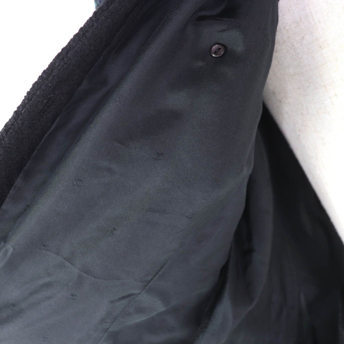 Chanel Vintage Wool 100% CC Logo Button Tweed Jacket Skirt Suit Black Green — view 5