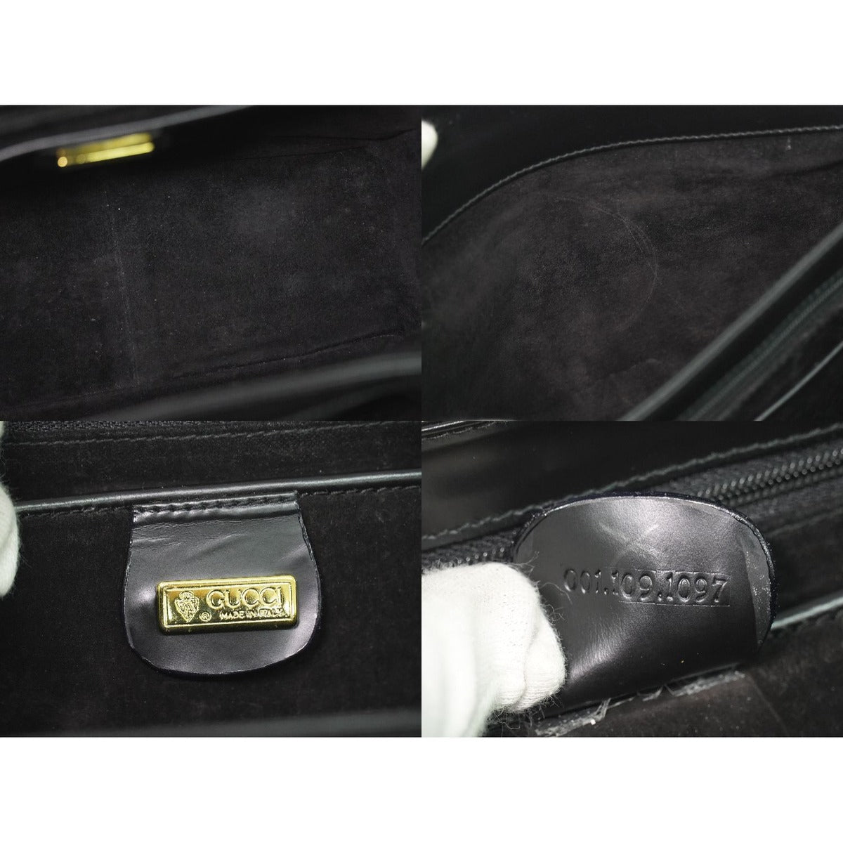 Gucci Vintage Shoulder Bag Pochette Leather Black — view 9