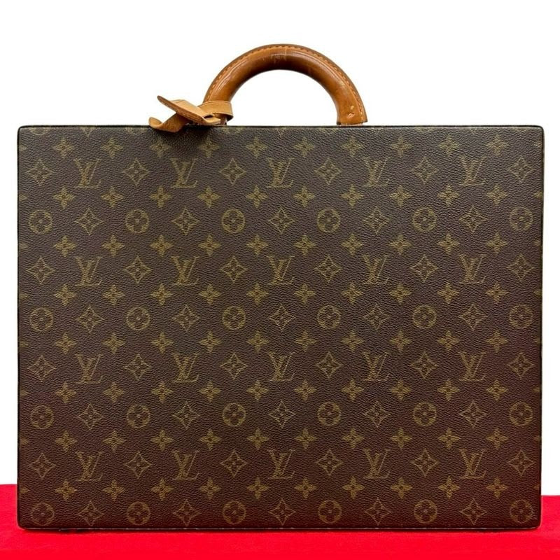 Louis Vuitton Vintage Crusher Monogram Leather Business Bag Briefcase Brown